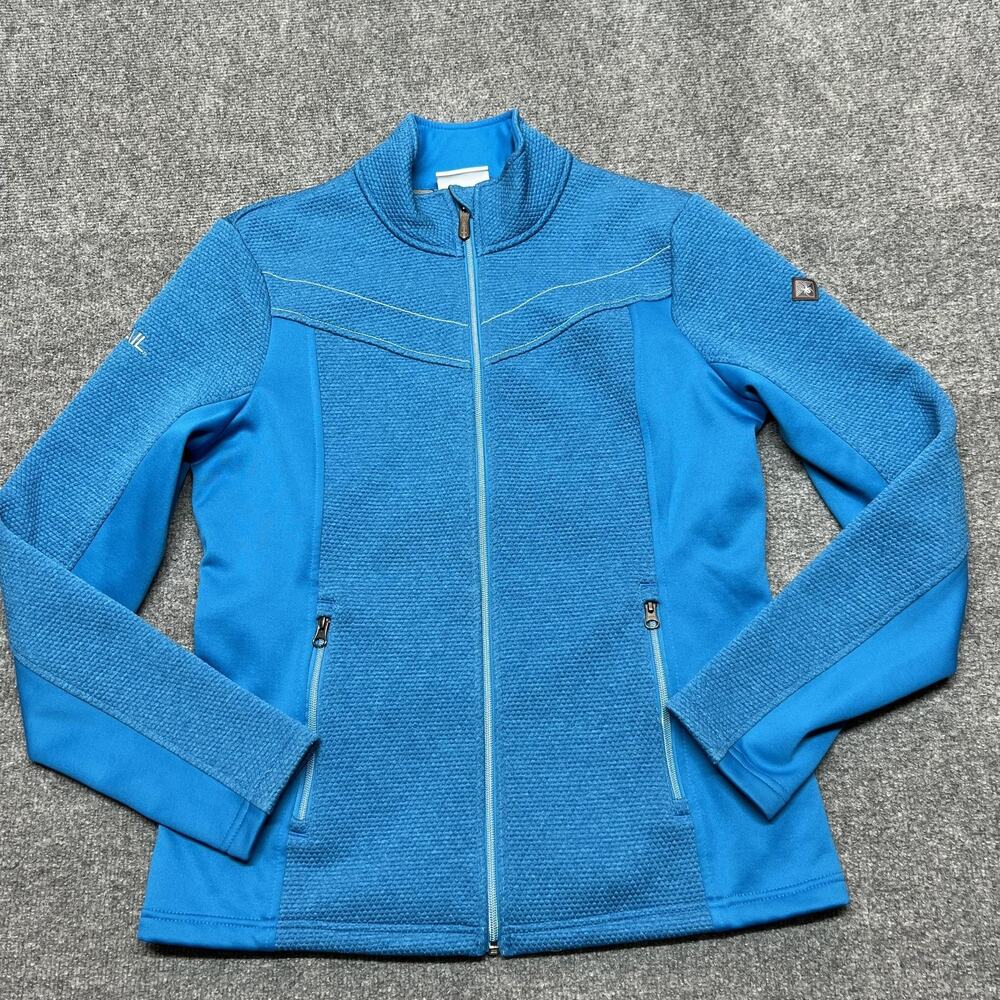 Spyder Jacket Womens Large Blue Thermal Fleece Full Zip Vail Logo Ski Snow